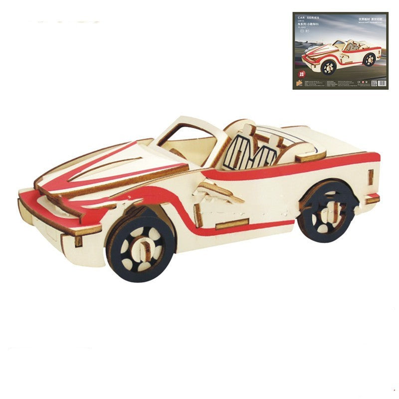 Wooden Stereo Puzzle DIY Car Model Toy