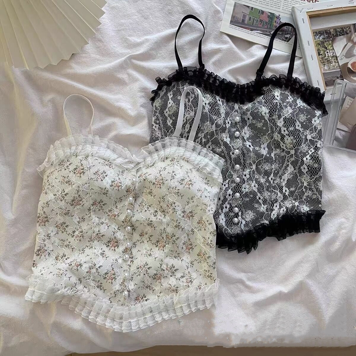 Women's Lace Sling Vest with Chest Pad – Elegant Cami Top