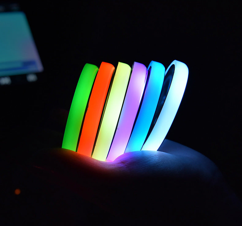 Colorful LED Cup Holder Light-Up Coaster, Solar and USB Charging, Non-Slip Ambient Light for Cars