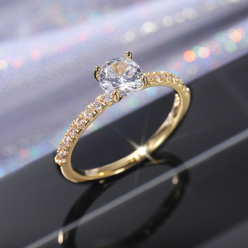 European And American Simple Zircon Engagement Wedding Ring