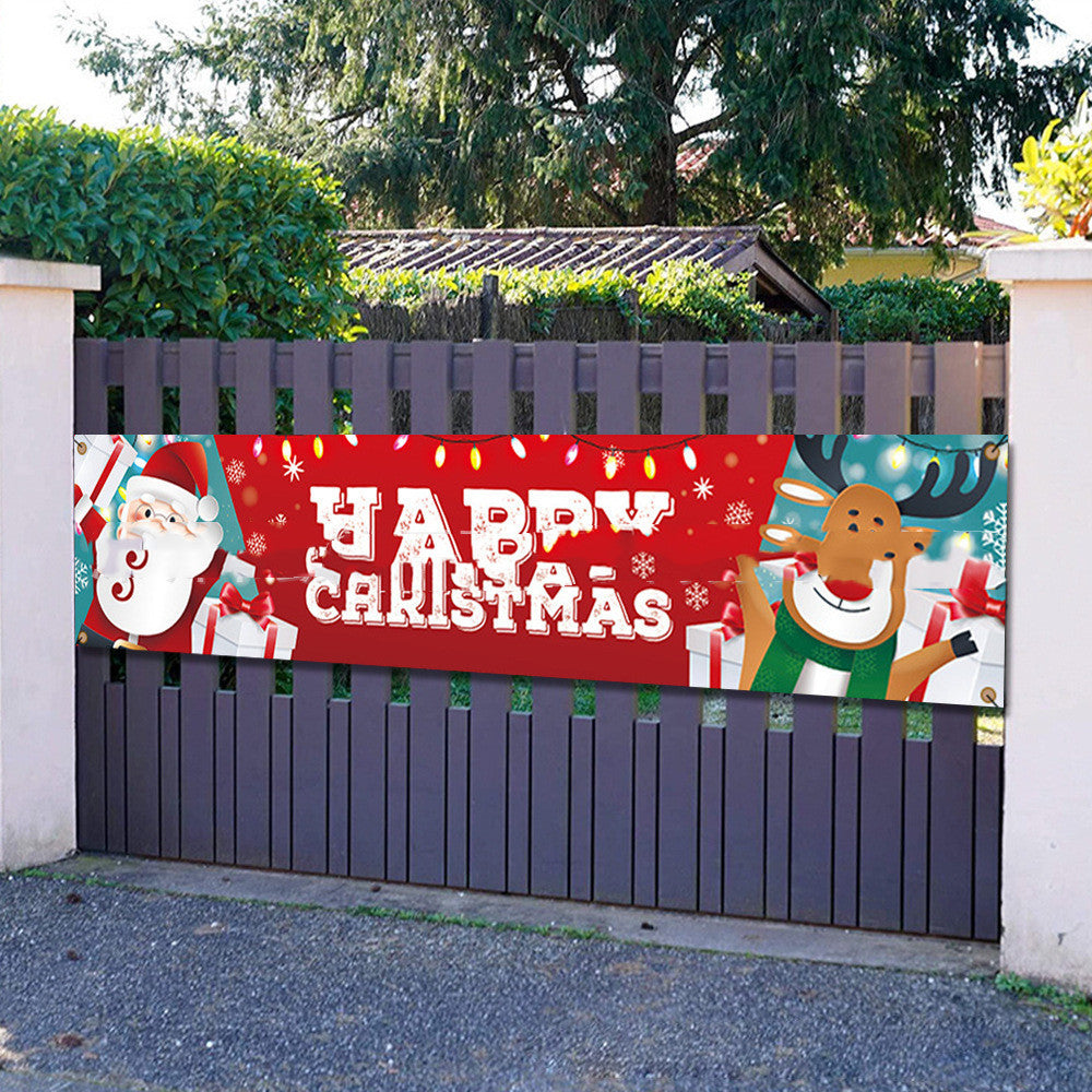 Christmas Banner Red Background Cloth Garden Lattice Hanging Flag
