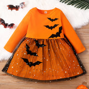 Halloween Girls' Long Sleeve Mesh Dress