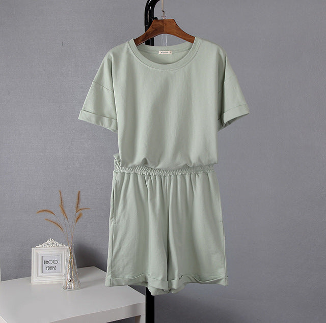 Hirsionsan Summer Cotton Sets Women Casual Two Pieces Short