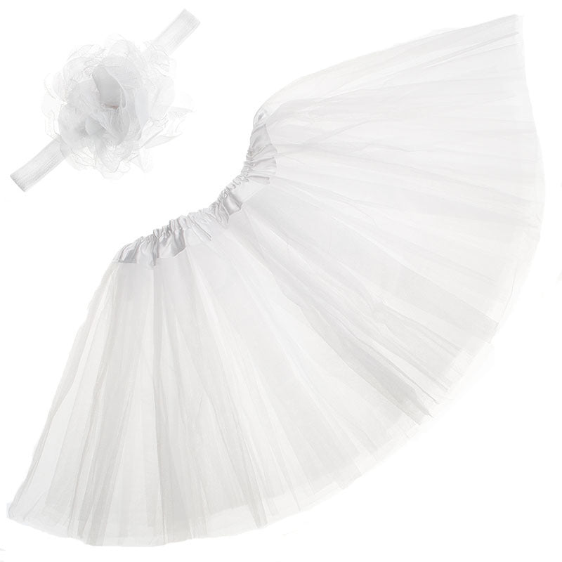 Dance Performance Net Yarn Princess Skirt And Hair Tie Set
