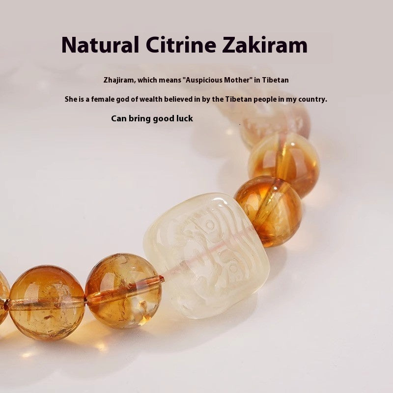 Women's Ethnic Style Carved Citrine Bracelet