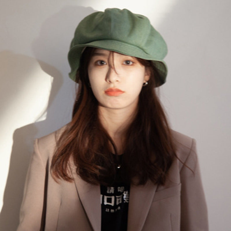 Designer Large Dome Cotton Bucket Hat in Japanese Lazy Style for Women