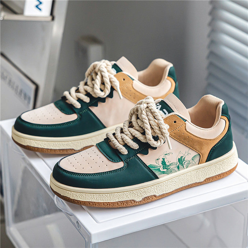 Men’s Lace-Up Casual Sneakers – Thick Sole Fashion Comfortable Breathable Walking Shoes
