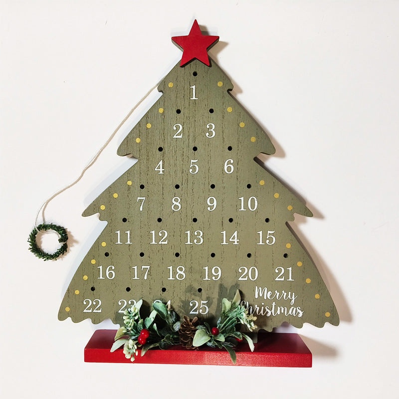 Christmas Decoration Small Tree Vine Ring Countdown Calendar Ornaments Wooden