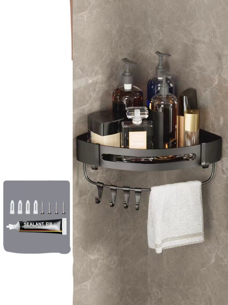Bathroom Triangle Shelf – Wall-Mounted Perforated Simple Corner Storage Rack