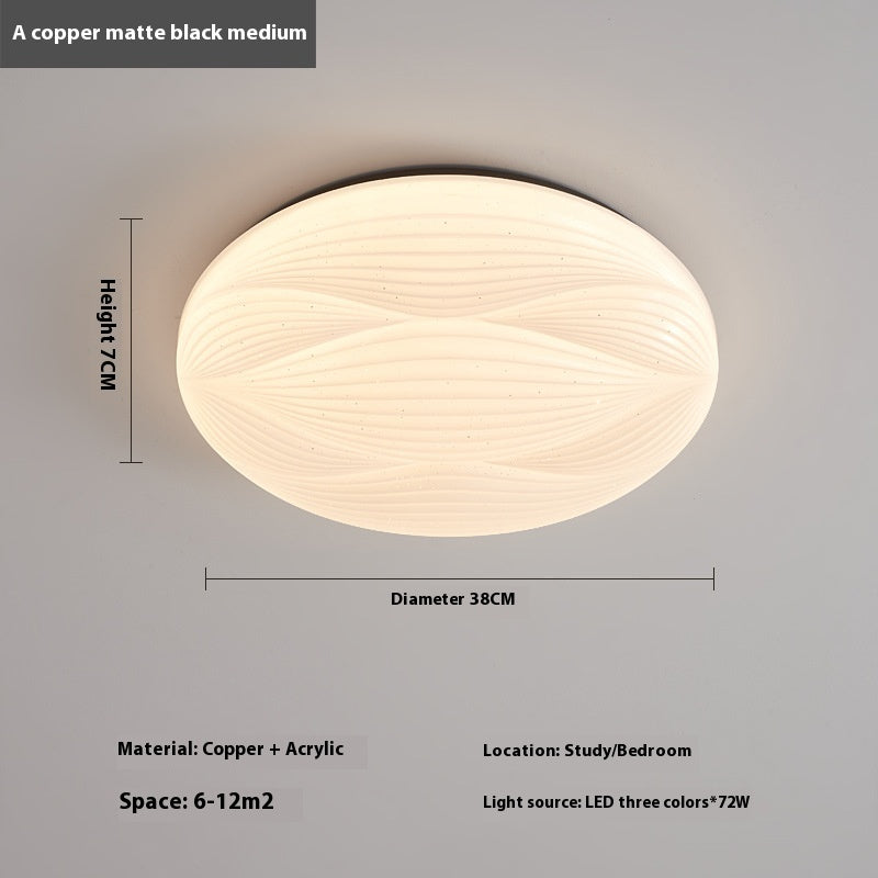 Modern Light Luxury Atmospheric Cream Style Copper Round Ceiling Lamp