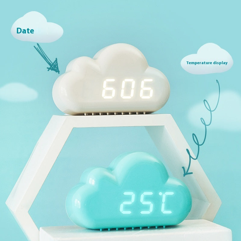 Creative Four Clouds Voice-controlled Led Bedside Snooze Student Calendar Luminous Electronic Clock