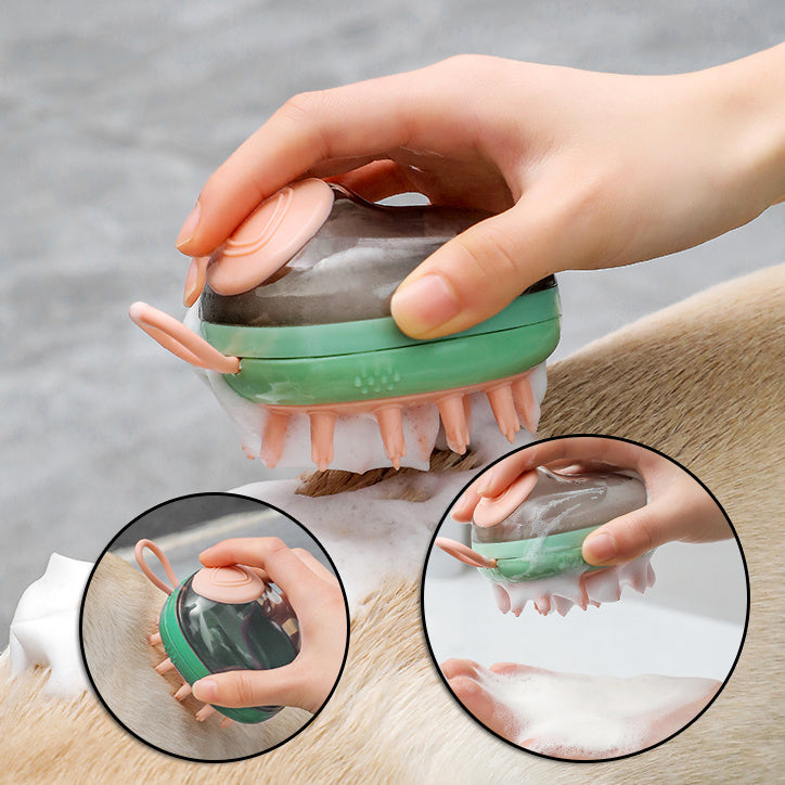 2-in-1 Shampoo Dispensing Pet Bath Brush – Dog & Cat Grooming