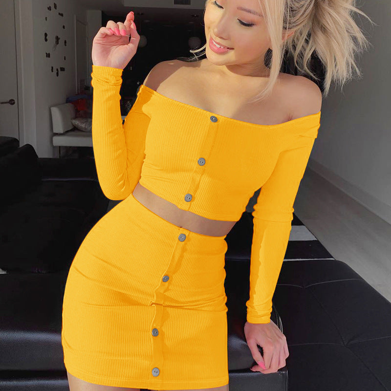 Off-Shoulder Bodycon Two-Piece Set for Women