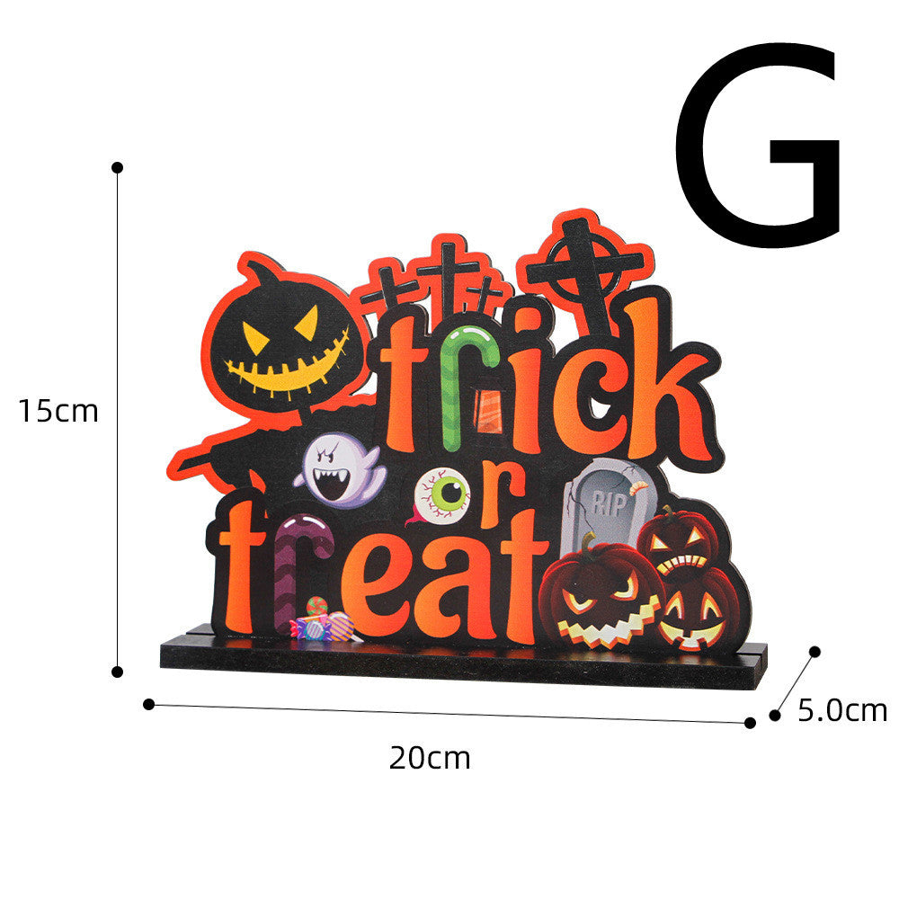 Halloween Wooden Ornaments Horror Atmosphere Arrangement Pumpkin Decoration