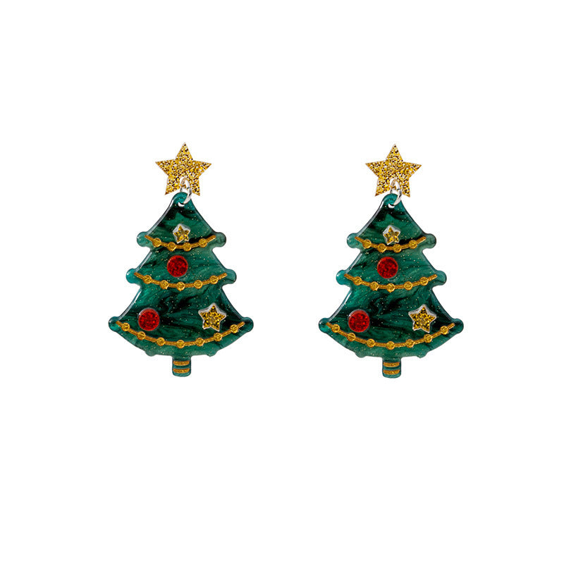 1pair Christmas Earrings Fashion Alpaca Dinosaur Cactus Gingerbread Acrylic Earrings Holiday Party Jewelry