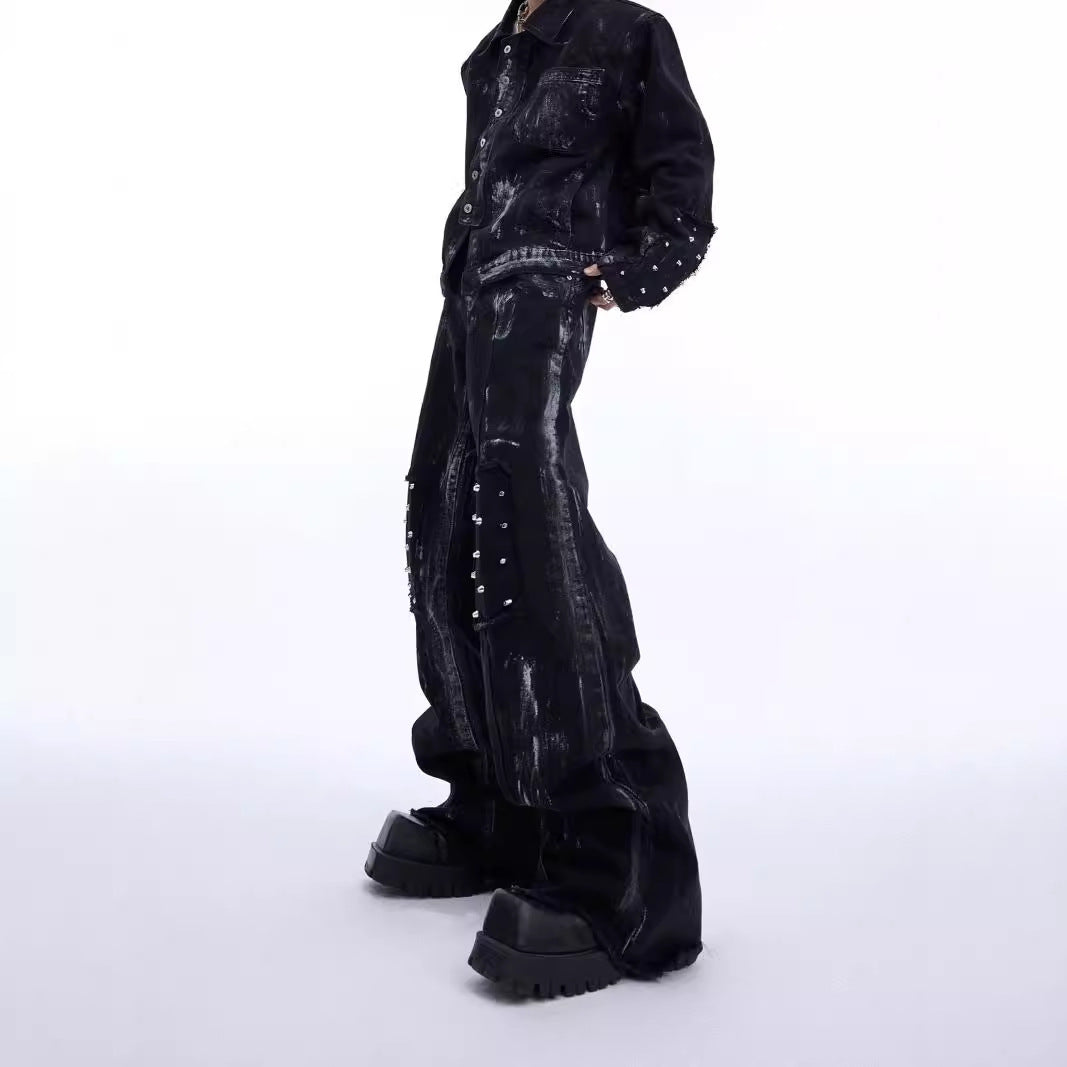 Metal Rivet Design Sense Denim Coat Cover