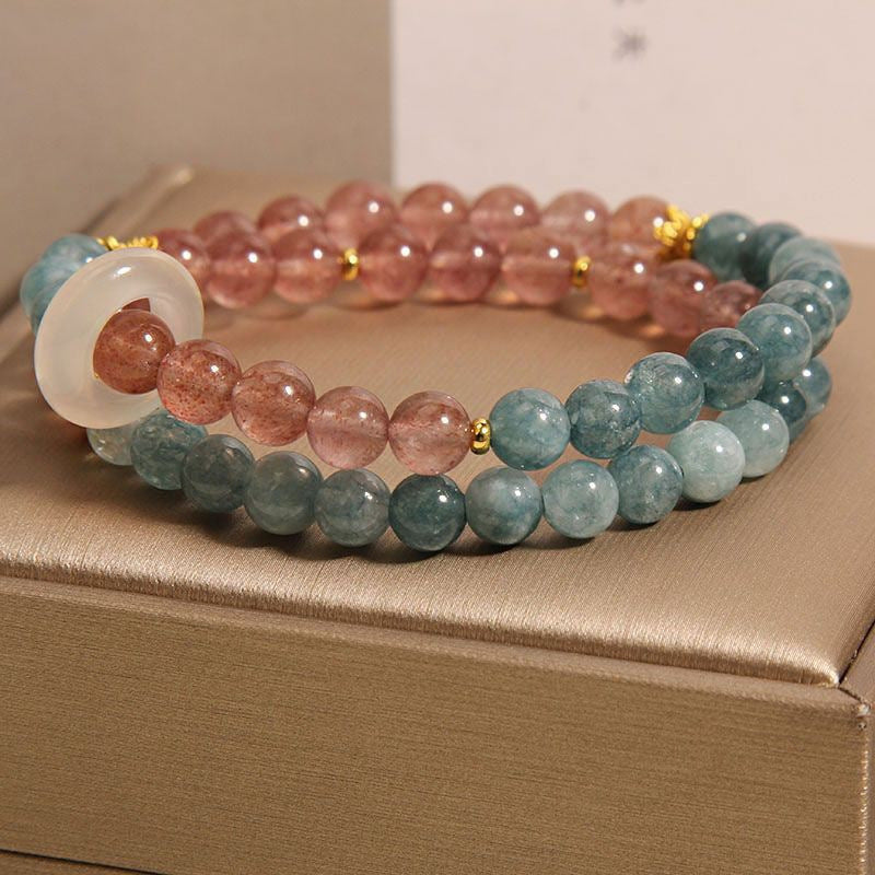 Natural Stone Blue Water Jade Double Ring Bracelet