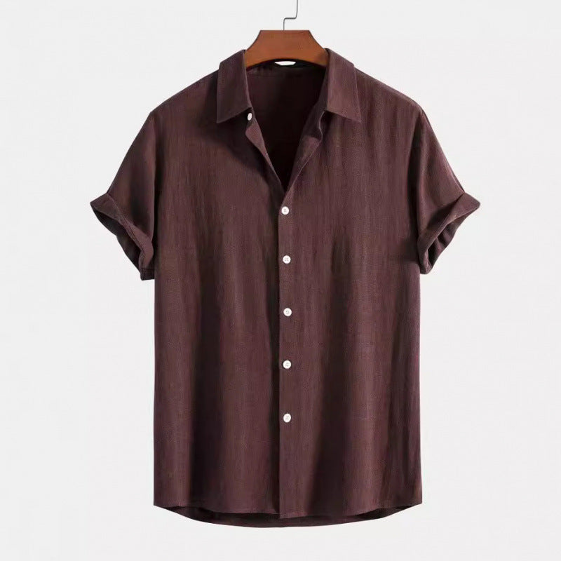 Men's Casual Loose Multi-color Beachwear Cotton And Linen Short Sleeve Suit Two-piece Set