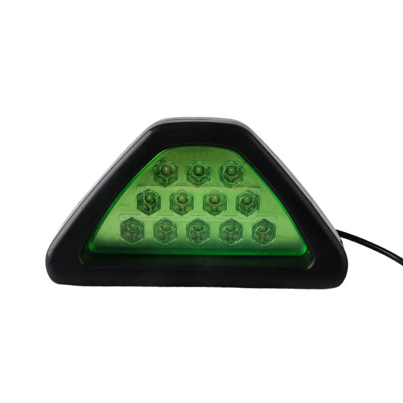 Car Motorcycle Universal LED Rear Fog Light Triangle Brake Warning Light Heelpiece Pilot Light