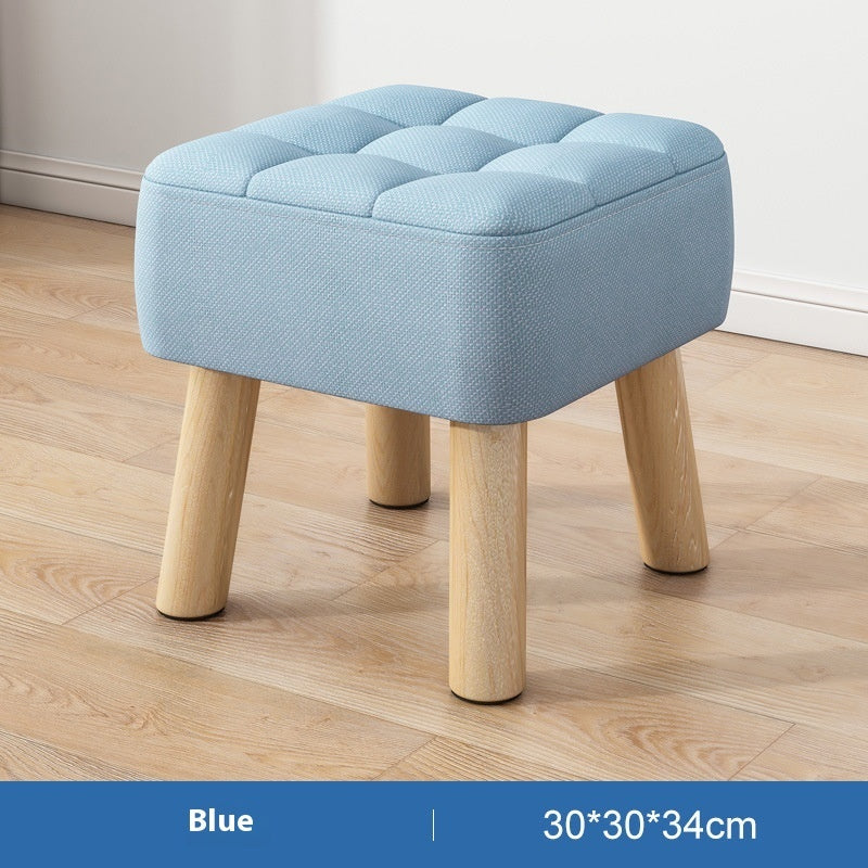 Solid Wood Stool Short Household Minimalist Fabric