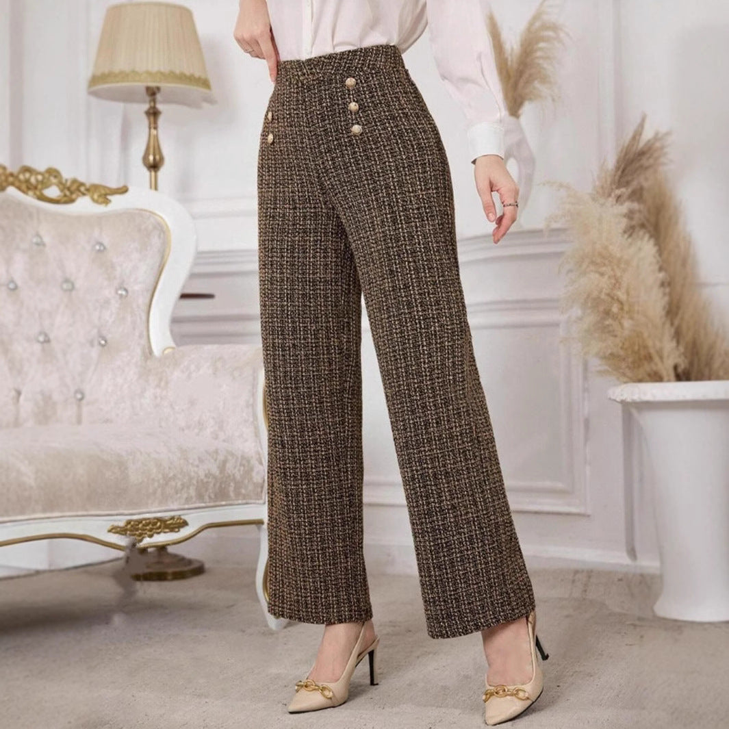 Dark Brown Zipper Detail Spandex Pants – Women’s Commuter Casual Trousers