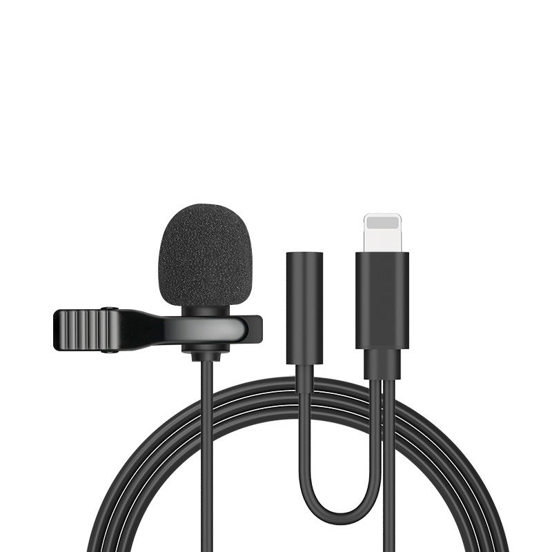 Metal Lavalier One-point Two-amplifier Microphone Mini Live Recording Collar Clip Earphone Microphone