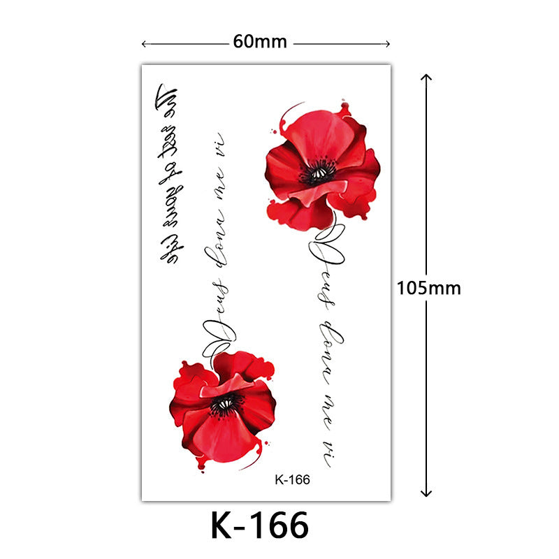 Tattoo Stickers – English Letters, Flowers, Butterfly Sketch Lines, Waterproof Temporary Tattoo