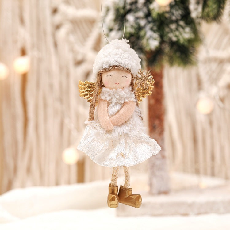Christmas Lace Angel Doll Pendant with Snowflake for Tree and Window Decorations