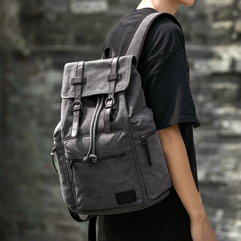Men's Canvas Backpack Small Casual Travel Bag Everyday