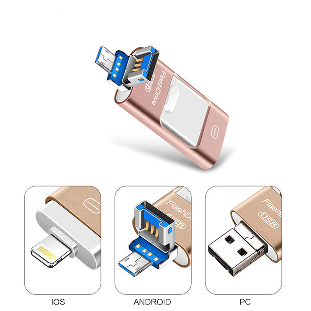3-in-1 OTG USB Flash Drive – USB-C/Micro-USB/USB-A for Android & Computer (64–256GB)