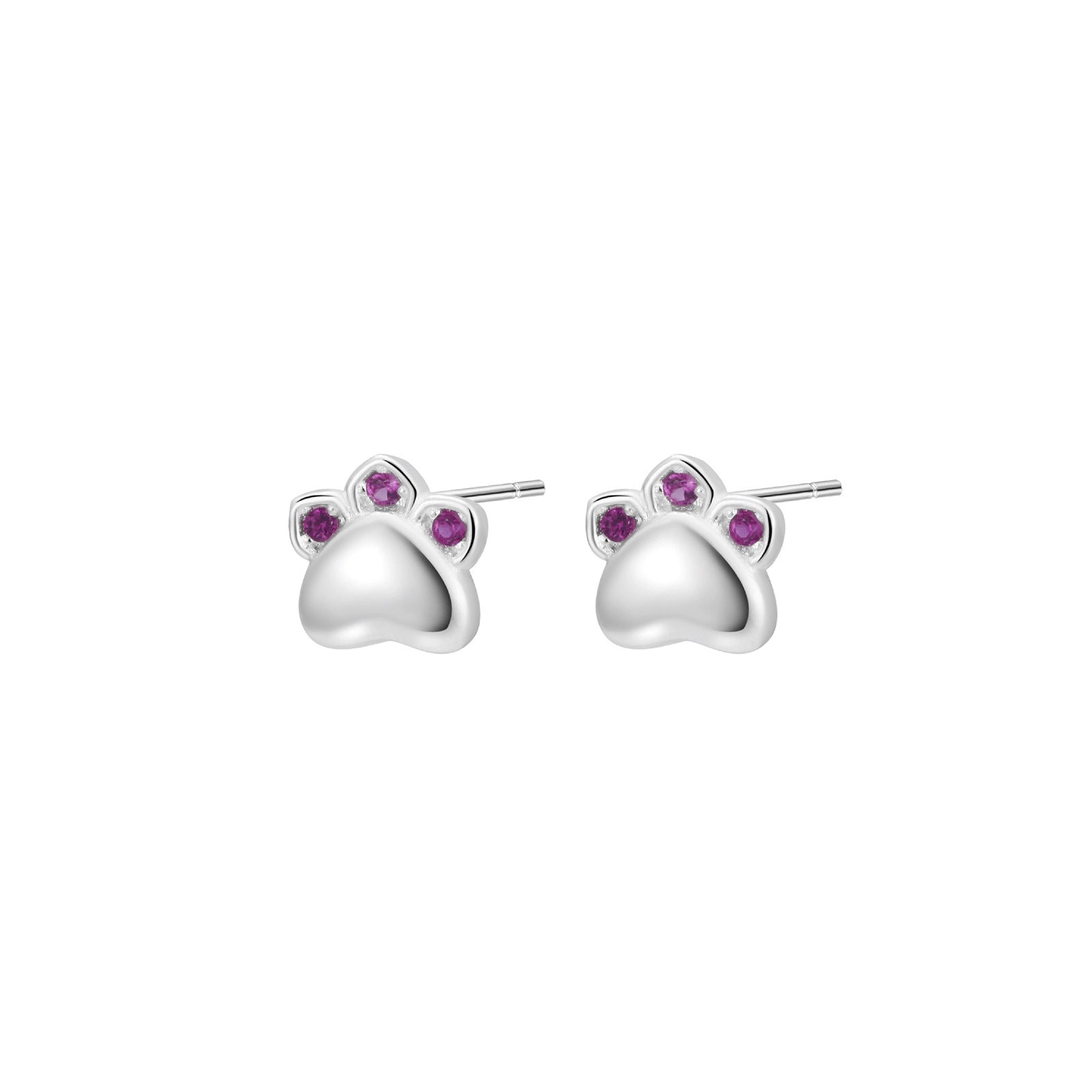 S999 Sterling Silver Cat's Paw Epoxy Stud Earrings