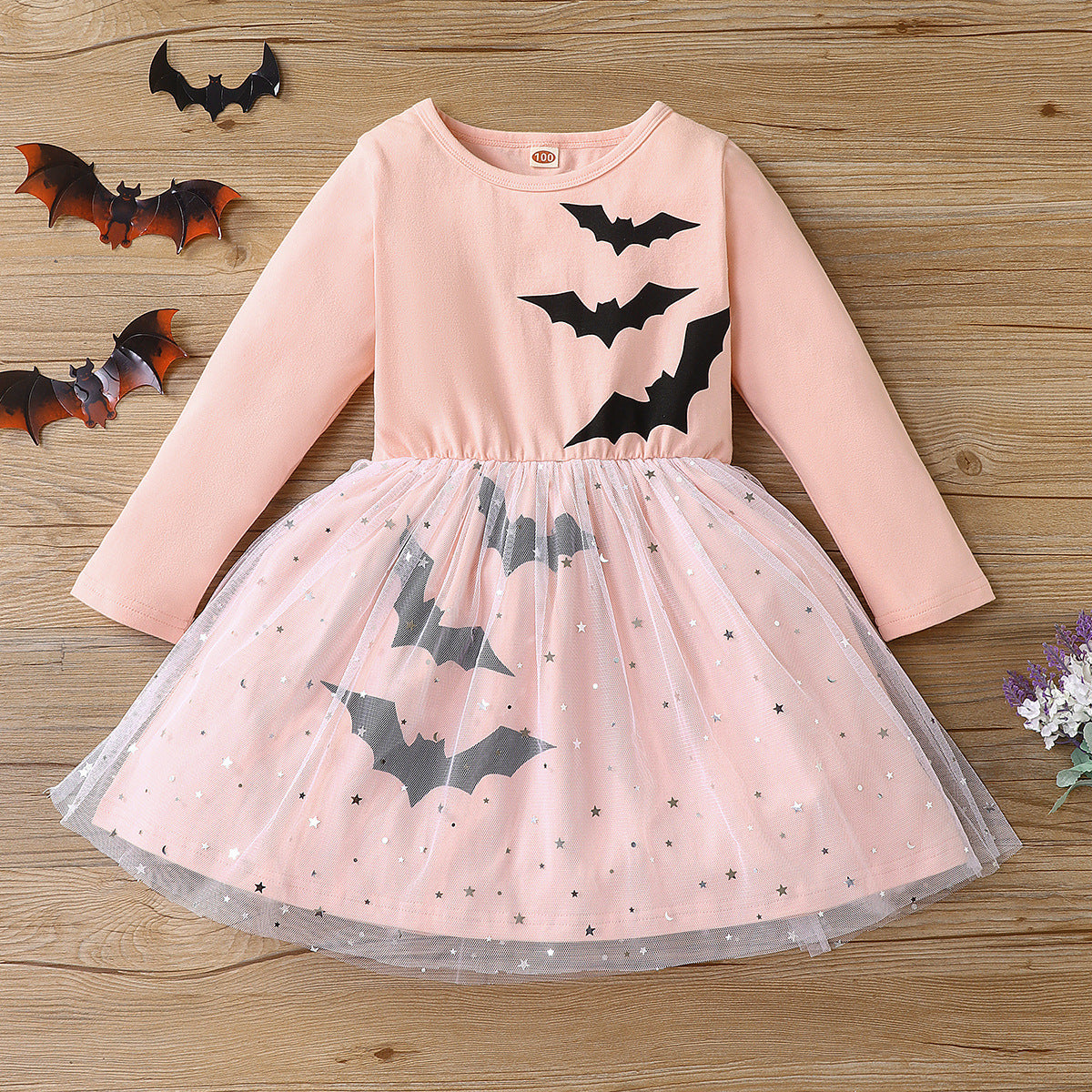 Halloween Girls' Long Sleeve Mesh Dress