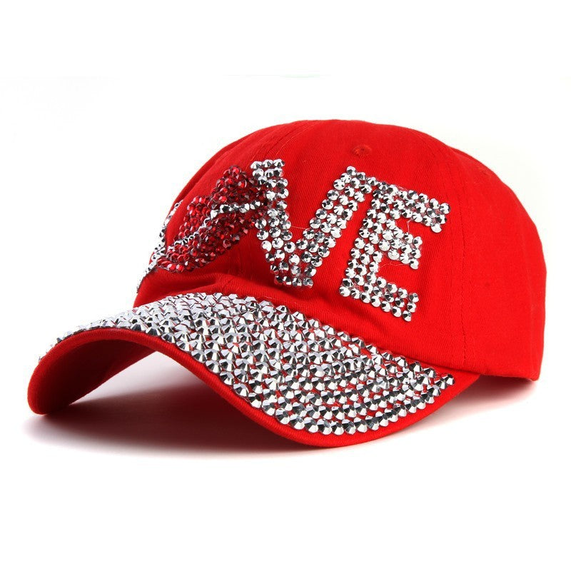 Trendy LOVE Diamond Washed Denim Hat Ladies