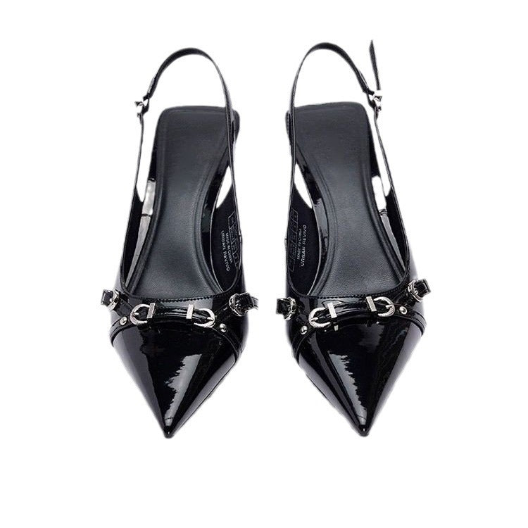 Simple Metal Buckle Pointed Shallow Mouth Stiletto Heel Women's High Heel Pumps