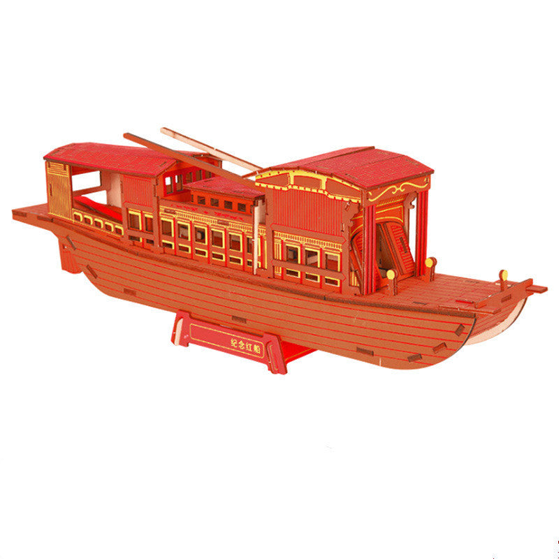 3d Boat Simulation Model Hand Assembled Wooden Ornaments