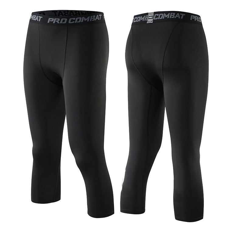 Men’s Cropped Sports Training Tights – Quick-Dry Running Leggings