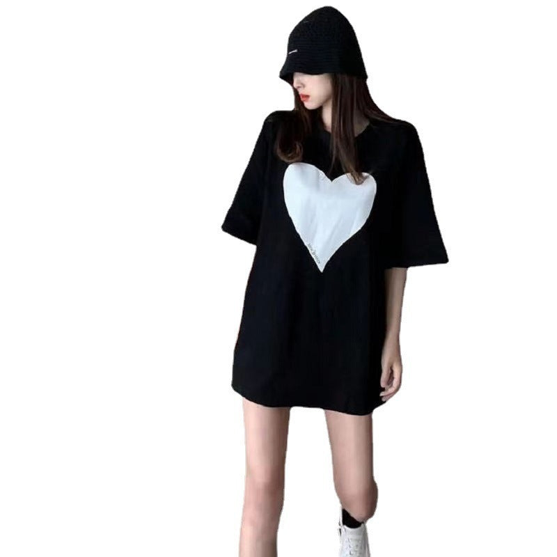 Love print short-sleeved T-shirt women summer
