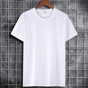 Plus Size Short-sleeved T-shirt Men's Round Neck Solid Color