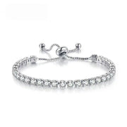 Women's Slim Zircon Crystal Bracelet – Stainless Steel Square Design