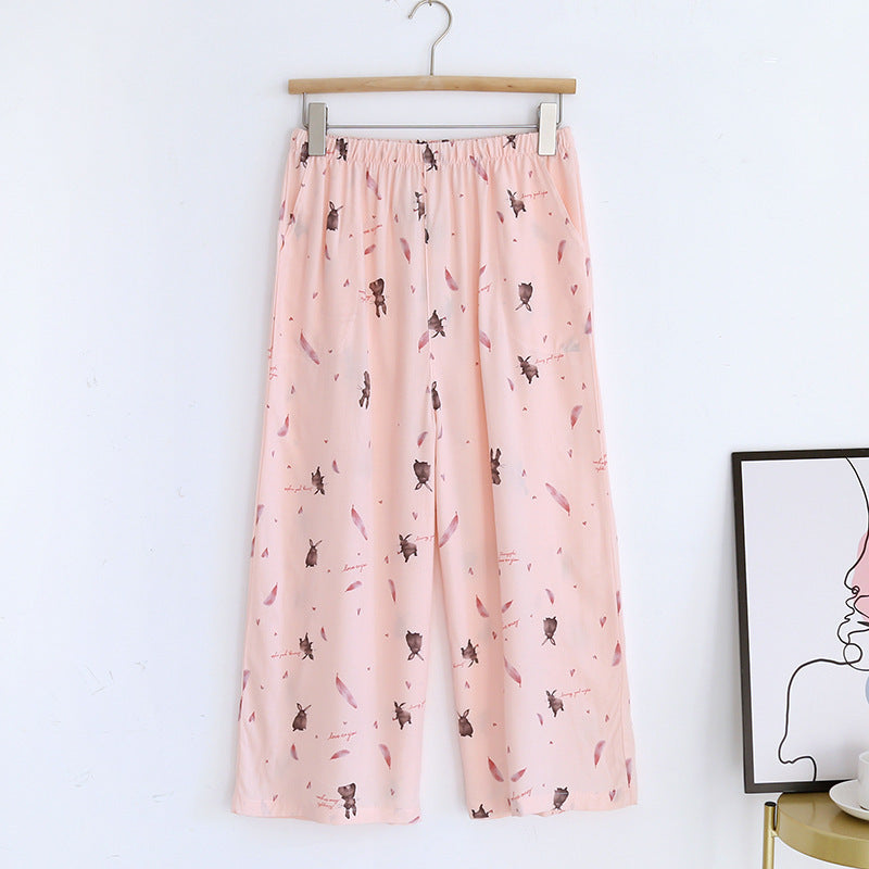 Women’s Lounge Pants – Loose Casual Home Trousers, Soft Elastic Waist with Pockets