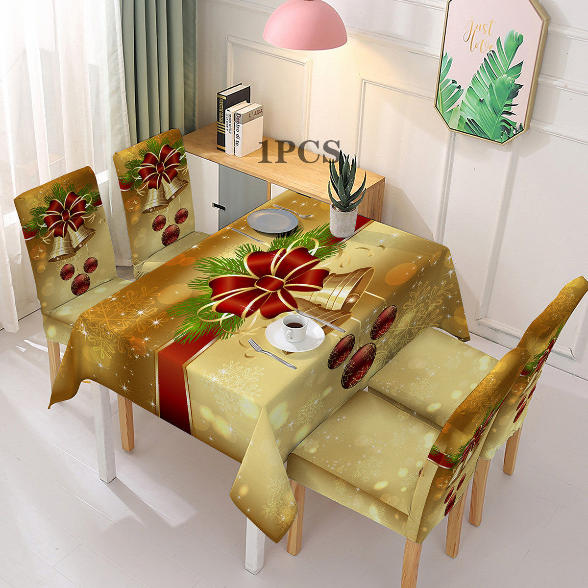 Christmas Printed Chair Cover Festive Decoration Elastic One-piece Absorbent Tablecloth