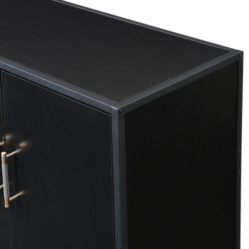 Four Door Cabinet With Metal And Crossed Leg Design