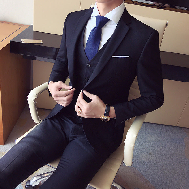 Temperament Men's Three-piece Groom Best Wedding