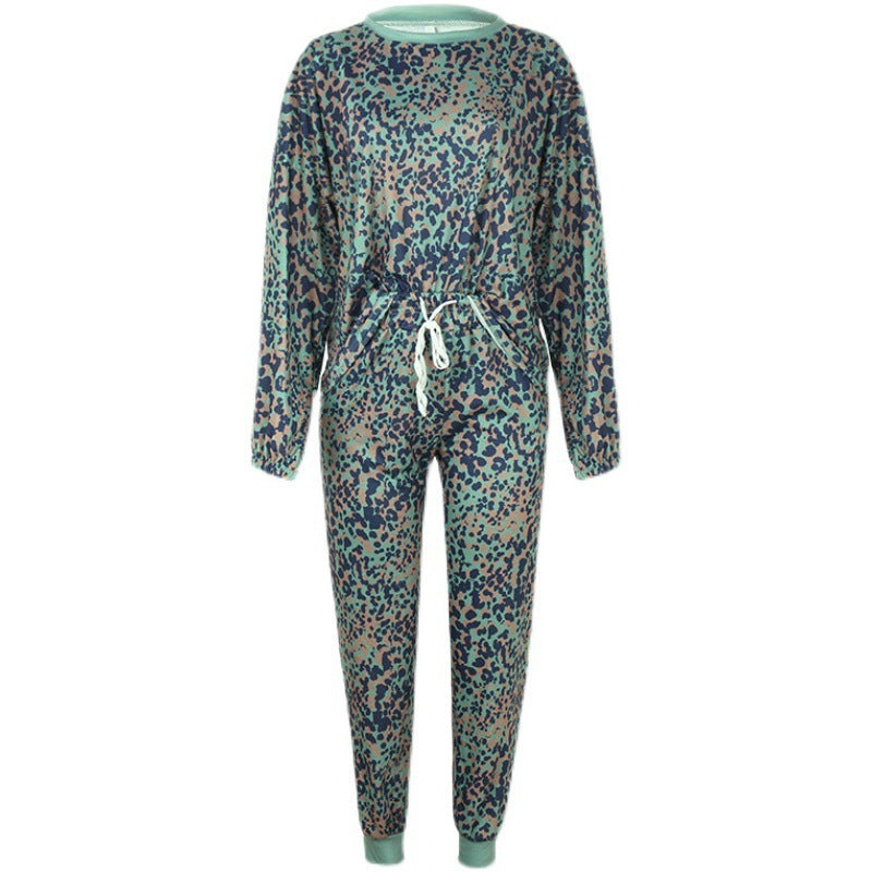 Printed Comfortable Long Sleeve Pants Ladies Loungewear