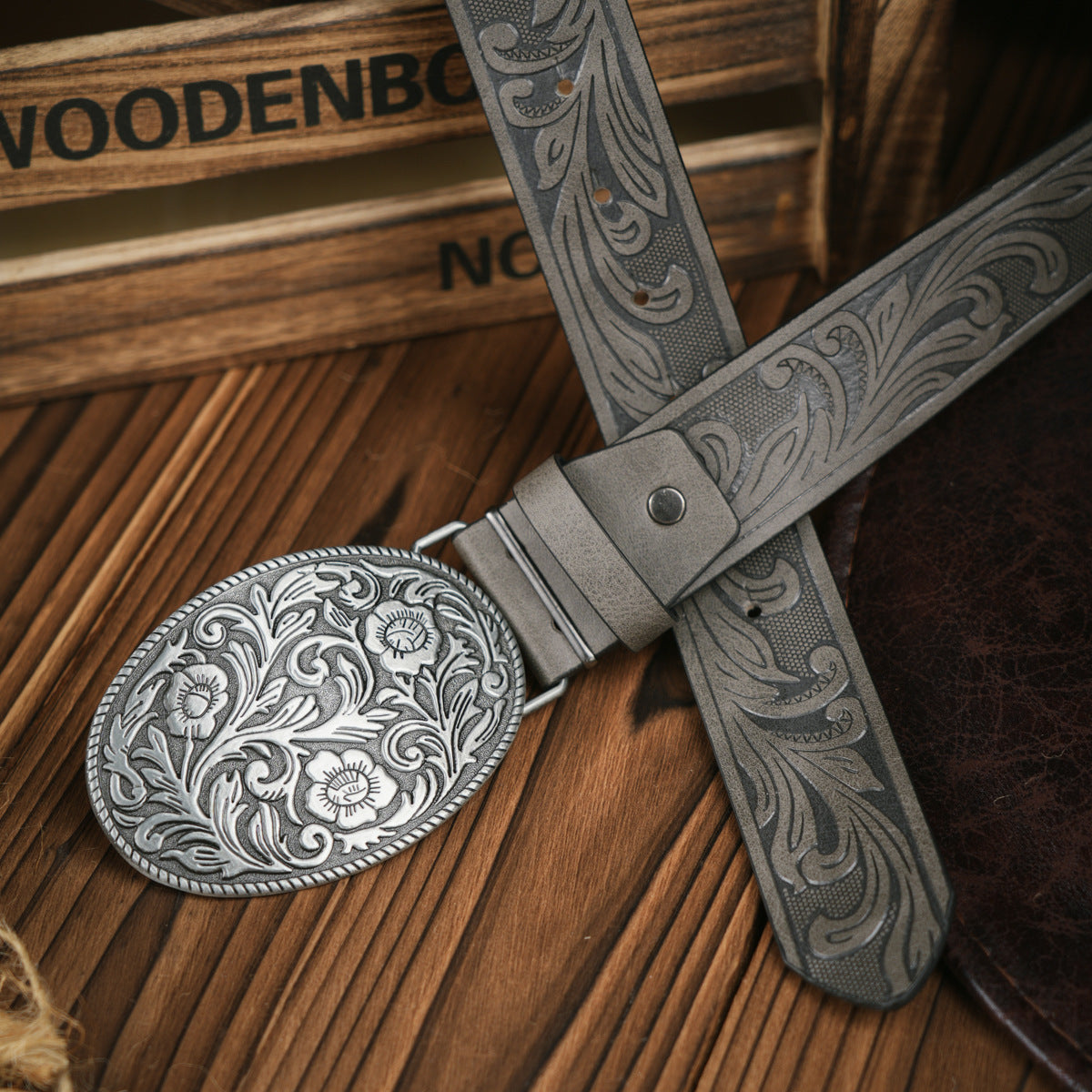 Retro Deer Embossed Belt – Imitation Leather with Buckle