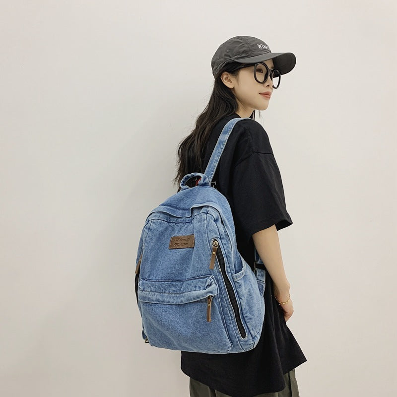 New Fashion Large Capacity Denim Backpack Women