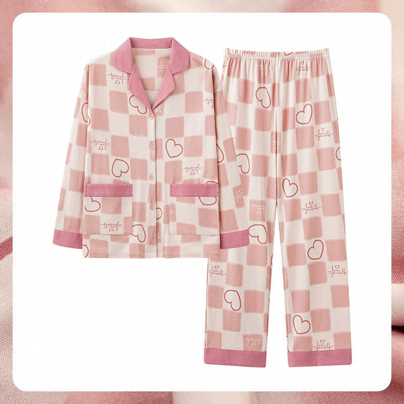 Women's Fashion Simple Cotton Long-sleeved Home Wear Set