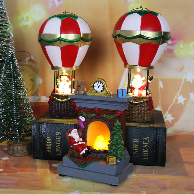Christmas Resin Decorations Luminous Fireplace Small Night Lamp Decorative Ornaments