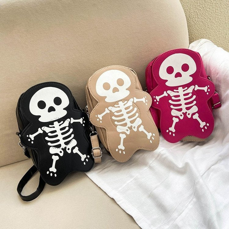Halloween Skull Crossbody Bag – Cute Small Phone Shoulder Messenger Purse