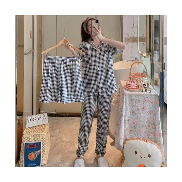 Womens Milk Silk Fruit Print Pajamas Short Sleeve Relaxed